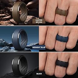 Egnaro Men's Silicone Rings 10mm Wide 2.5mm