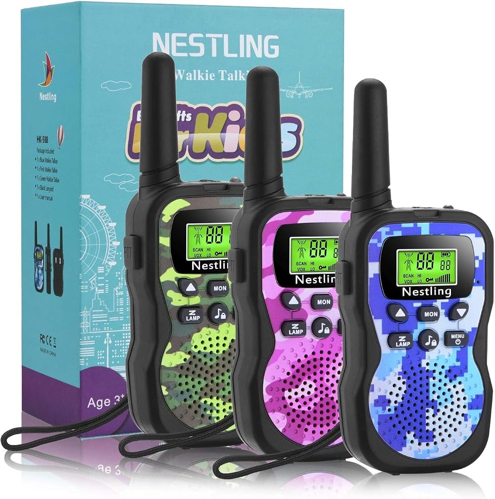 Nestling Walkie Talkies 3 Pack Camouflage 8 Channel 3KM Range Kids Toy 2 Way