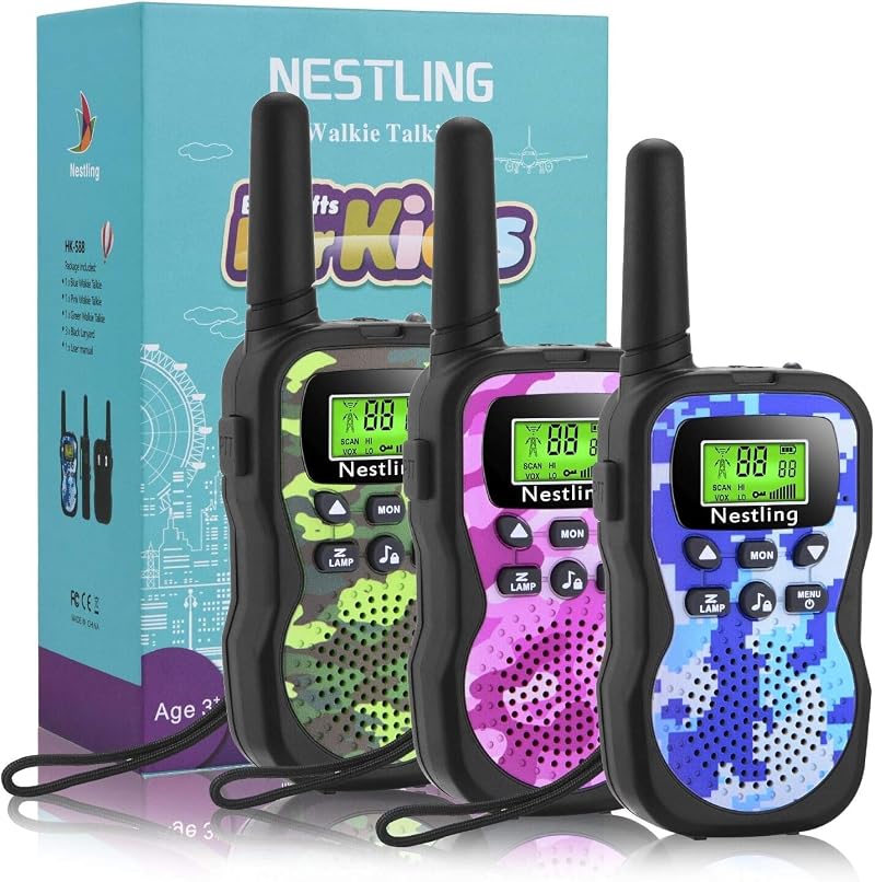 Nestling Walkie Talkies 3 Pack Camouflage 8 Channel 3KM Range Kids Toy 2 Way