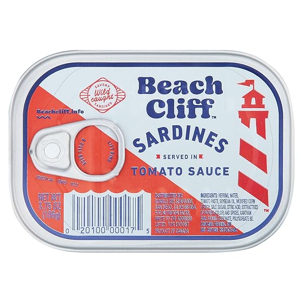 BEACH CLIFF WILD CAUGHT SARDINES IN TOMATO SAUCE,...