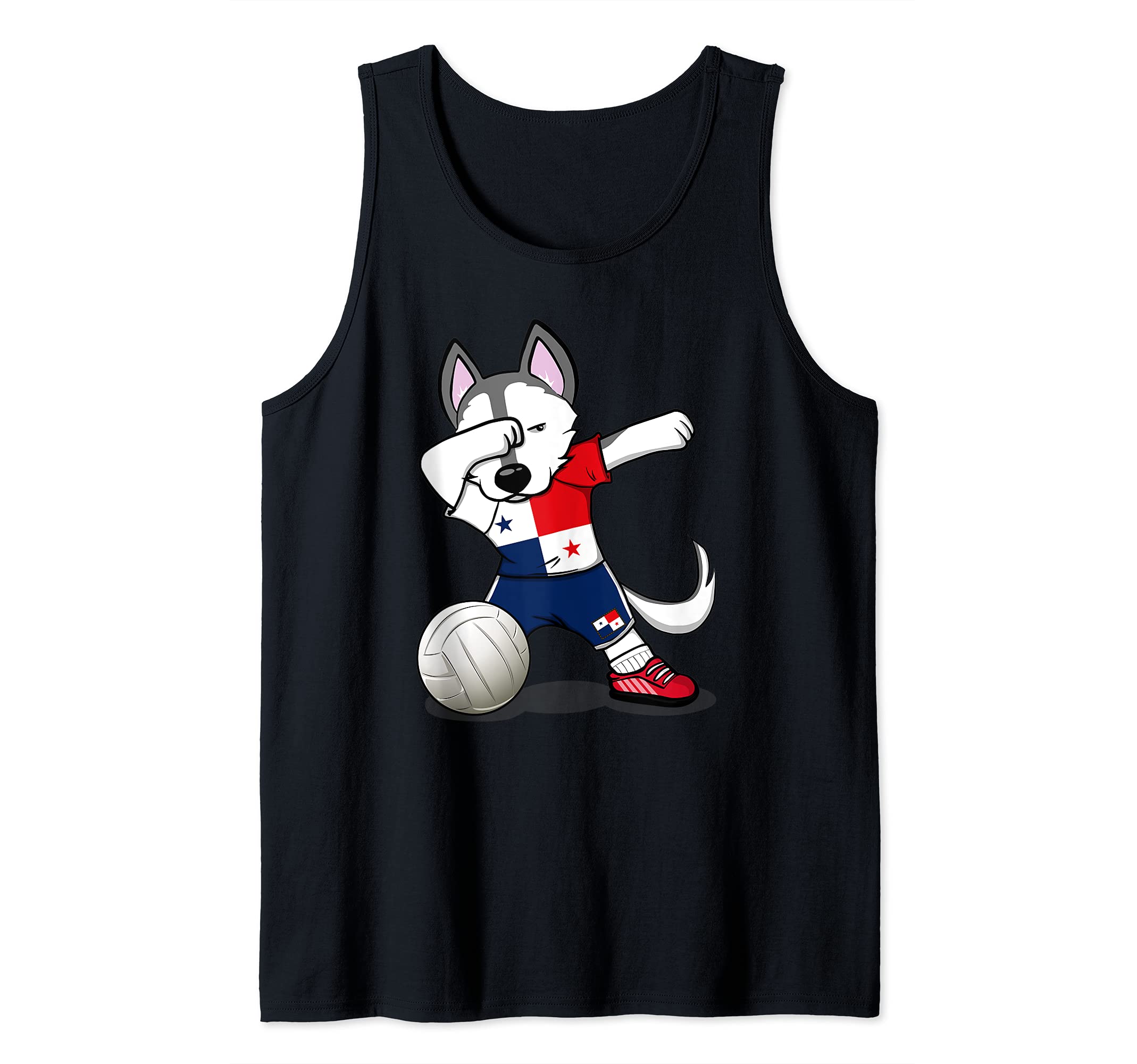 Dabbing Husky Panama Volleyball Fans Jersey Panamanian Flag Tank Top