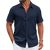 COOFANDY Men's Casual Button Down Shirts Short Sleeve Textured Summer Beach Shirt