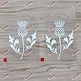 2X White 4'' Thistle Scottish Flower Decal Sticker Scotland Car Computer Phone Vinyl Style a
