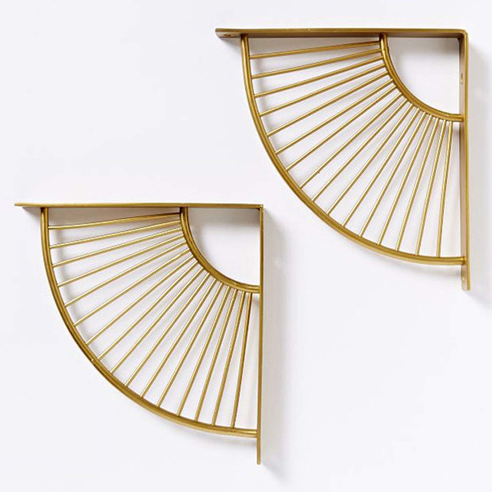 MOROBOR 2PCS Metal Craft Bracket Floating Shelves Shelf Brackets Wall Hanging Decoration Sector Bracket for Home Office Restaurant Decor, Gold-20CM — image 1