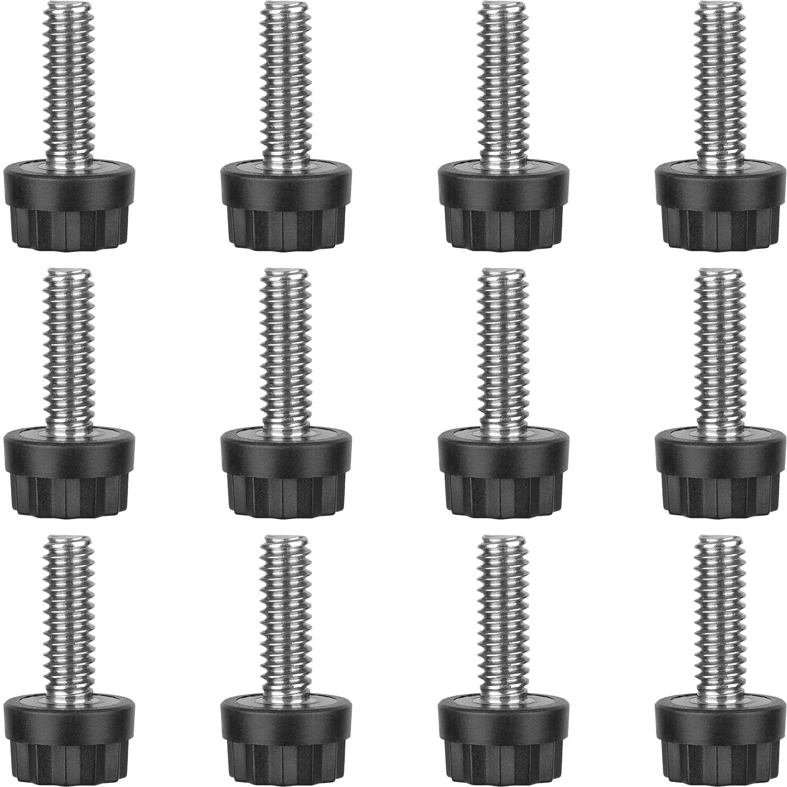 Photo 1 of Adjustable Furniture Levelers Screw Stainless Steel Leveling Feet 1/4" Threaded Screw Table Levelers Chair Levelers Feet for Table Chair Cabinet Furniture Legs-12 Packs Small