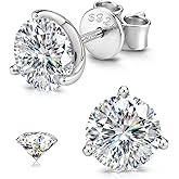 GEMQUEEN Moissanite Earrings Studs : 18K Gold Plated S925 Sterling Silver Stud Earring for Women Men Moissanite Jewelry Hypoallergenic Brilliant Round Cut D Color VVS1 1CT-4CT