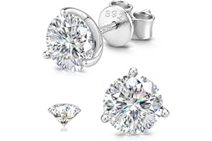 GEMQUEEN Moissanite Earrings Studs : 18K Gold Plated S925 Sterling Silver Stud Earring for Women Men Moissanite Jewelry Hypoallergenic Brilliant Round Princess Cut D Color VVS1 1CT-4CT