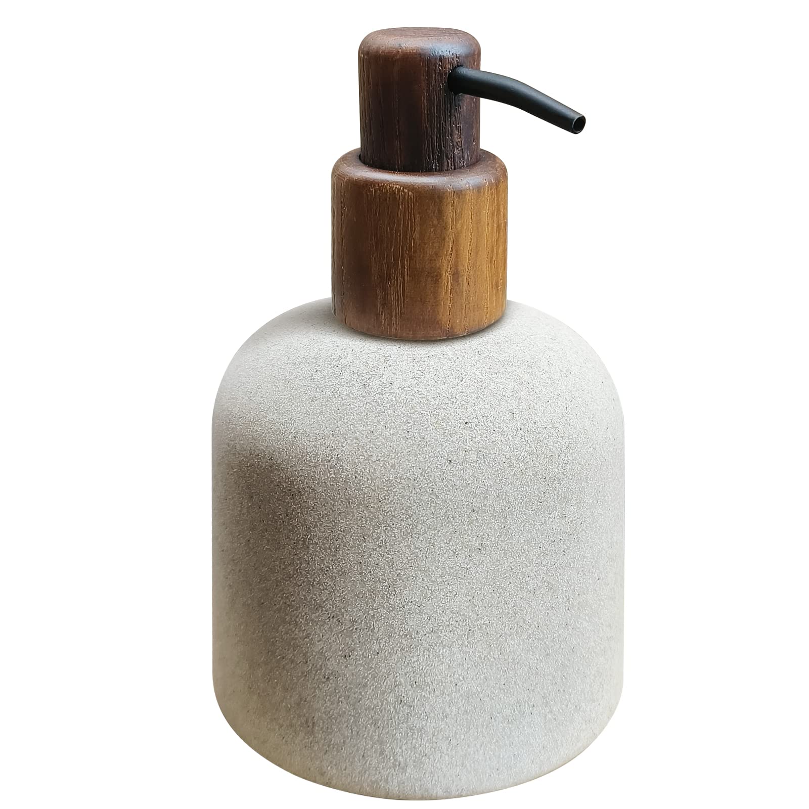 Asashizen 250ml Japanese Style Resin Soap Dispenser Bathroom, Easy to Fill Washing Up for Kitchen Sink, Refillable Shampoo and Conditioner Bottles with Wooden Pump