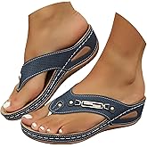 XBKOJBA Orthopedic Sandals for Women - 2026 Ladies Arch Support Wedge Flip Flops, Summer Comfortable Dressy Casual Beach Sandal Slippers