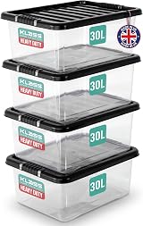 Klass 4 x 30 Litre Underbed Storage Boxes with Lids Set of 4