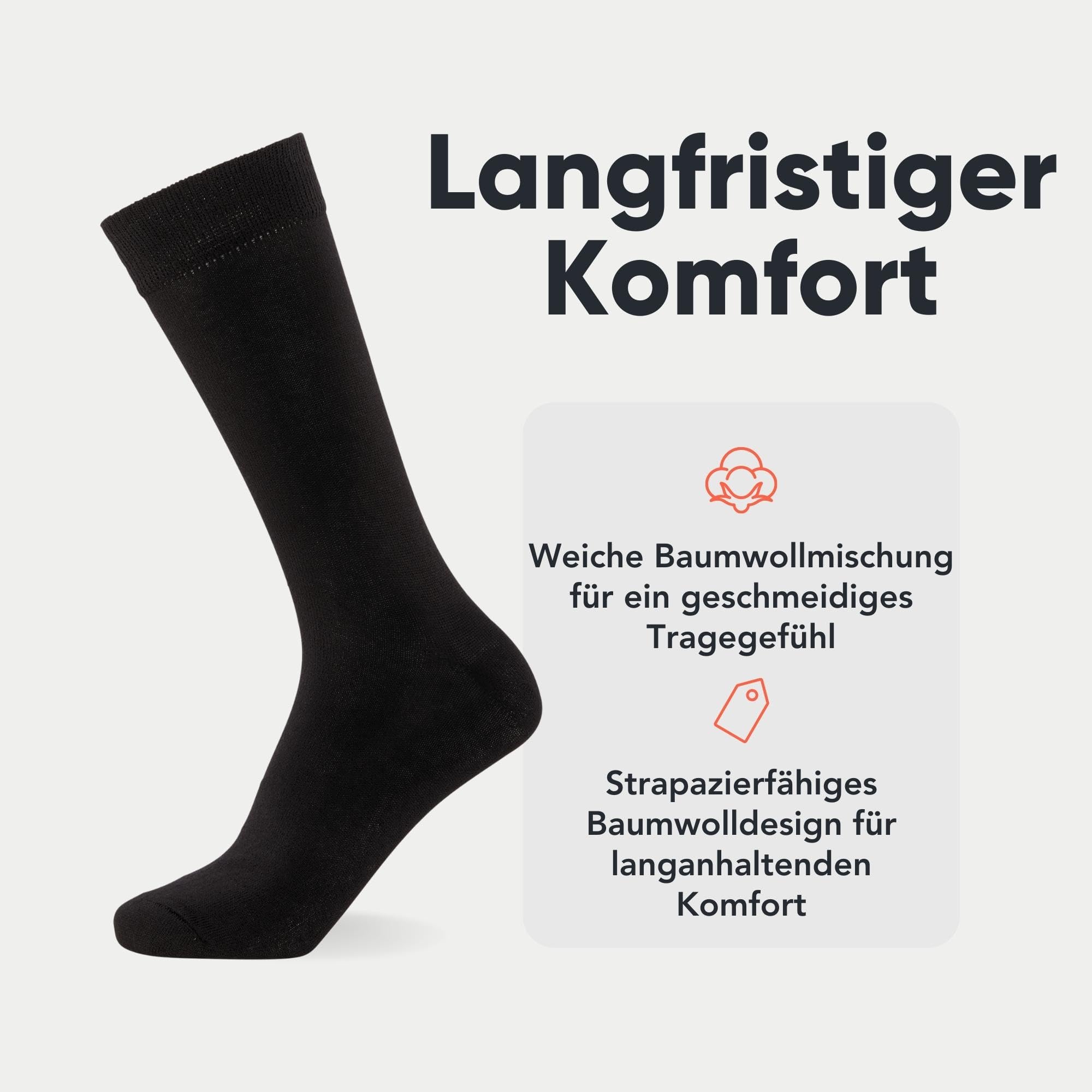Schwarz Socken (10 Paar) FM® Herrensocken bequem, für den Alltag, Wadenhöhe, atmungsaktiv, elegantes Design, elastischer Saum, einfarbig Socken 2