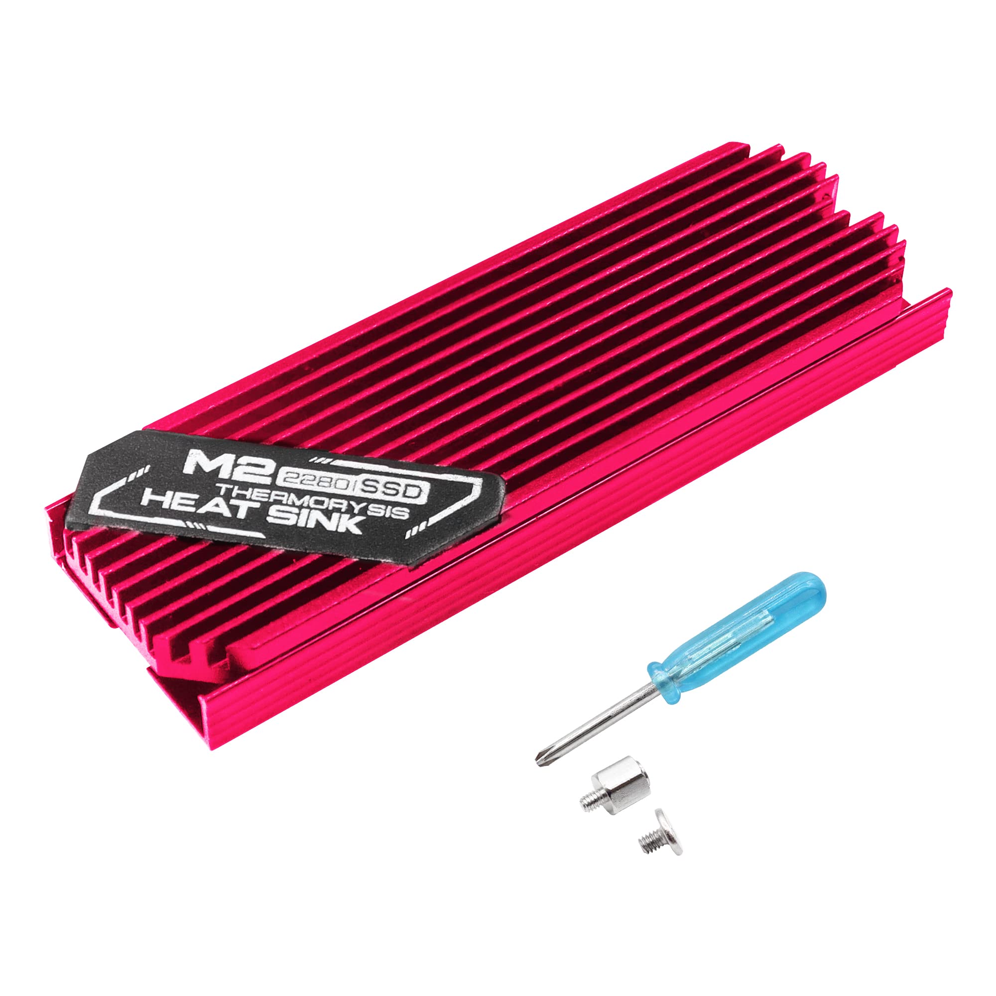 M.2 SSD Heatsink 2280 YACSEJAO Double-Sided M.2 Heatsink Cooler with Thermal Silicone pad for NVMe Computer PC PCIE M.2 SATA SSD, (Red)