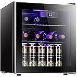 Antarctic Star 1.6cu.ft Wine Cooler/Cabinet Beverage Refrigerator Small Mini Red & White Wine Cellar Beer Soda Clear Front Gl