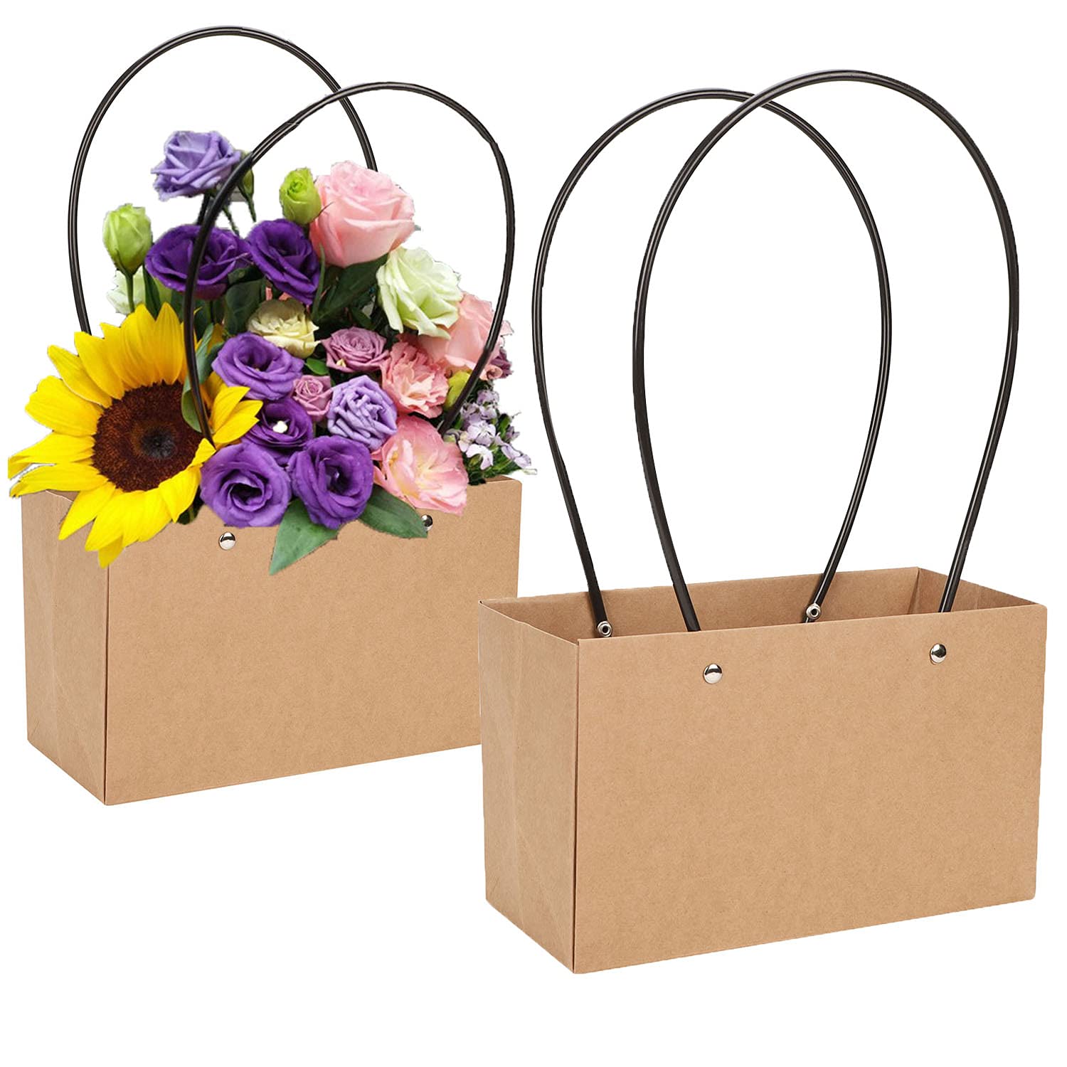 Flower Bouquet Gift Bags Florist Bags Paper Gift Bags Chocolate Bouquet Gift Bags Waterproof Flower Carrier Bags with Handle Gift Boxes for Wedding Party Birthday Valentines Gift Bag