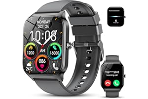 CASCHO Smart Watch for Men Women, 1.85" HD Fitness Tracker with Bluetooth Calls/AI Voice Control, IP68 Waterproof, 115+Sports Modes, 24/7 Heart Rate/Sleep Fitness Watch Compatible with iOS/Android Grey