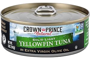 Crown Prince Natural Solid Light Yellowfin Tuna in Extra Virgin Olive Oil, 5 Ounce (Pack of 12)
