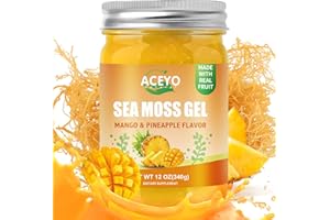 ACEYO (12 OZ) Irish Sea Moss Gel Raw Vegan Mango Pineapple Flavor 102 Vitamins and Minerals Wild Harvested Non-GMO Immune Defense Booster Thyroid Digestive Support