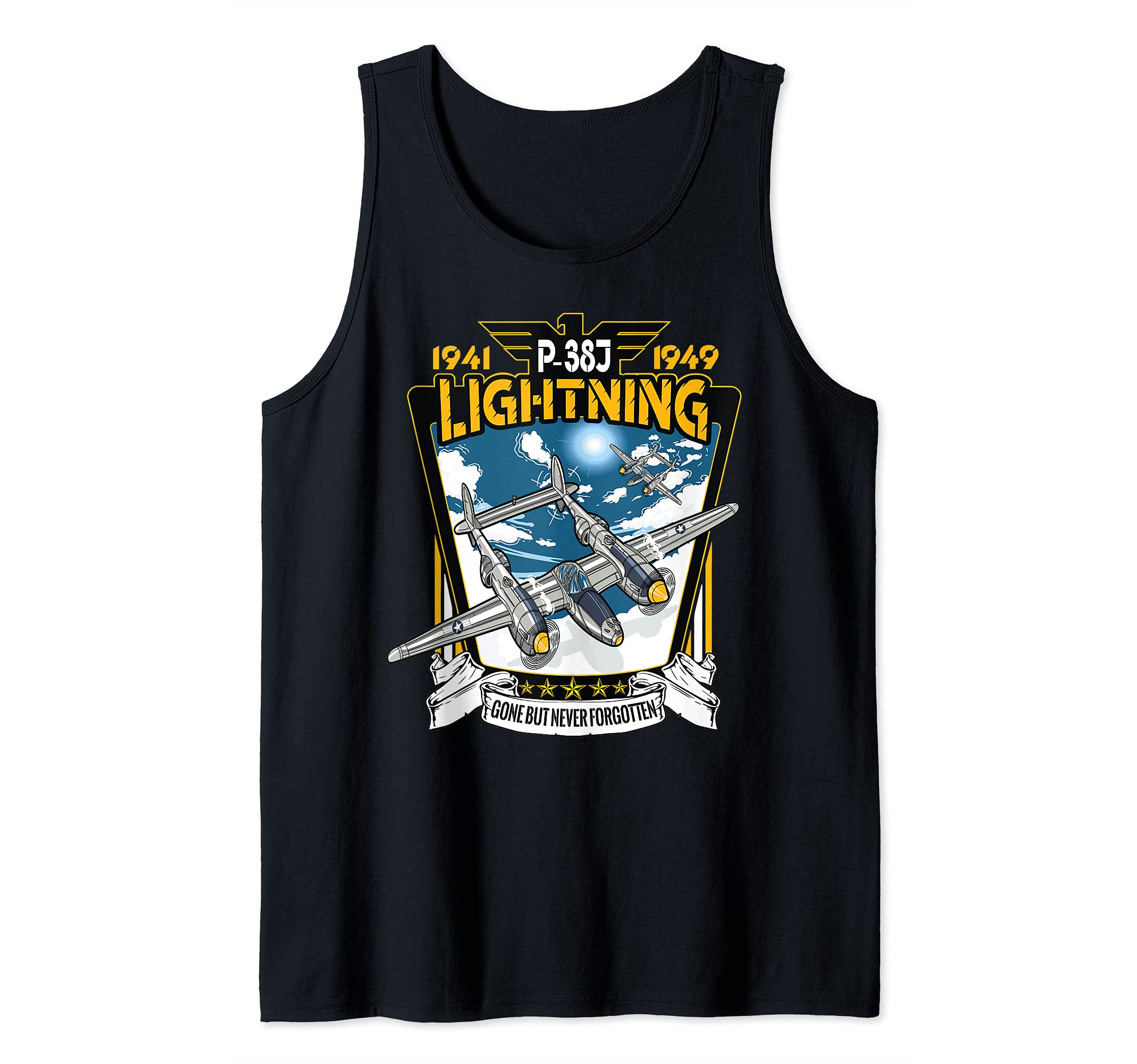 World War 2 American P-38 Lightning Fighter Airplane Tank Top