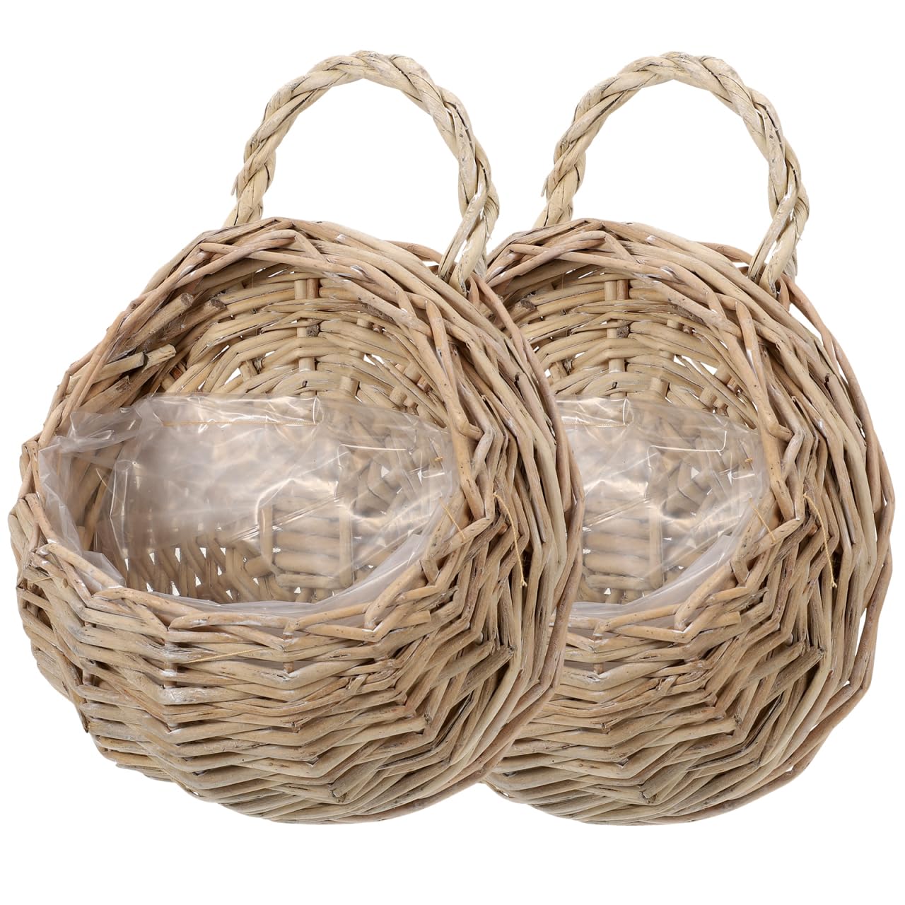 IWOWHERO 2Pcs Hanging Wicker Baskets 9 Inch Wall Planters Indoor Decorative Storage Organizer Rustic Style for Kitchen Living Room
