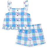 Hello Kitty Girls Square Neck Tank Top and Shorts Outfit Set Toddler to Big Kid Sizes (2T - 16)