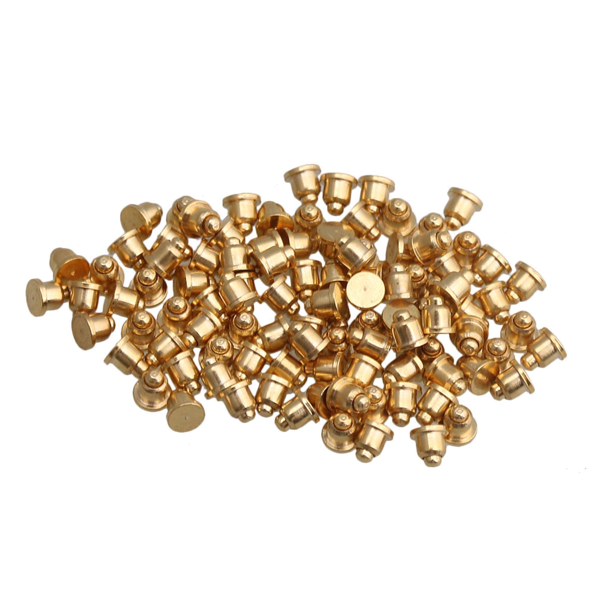 Yibuy 100pcs 2x2mm Gold Plated Copper Pogo Pins Probe Spring Loaded