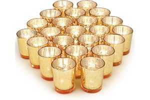 Volens Gold Party Decorations 72pcs, Mercury Glass Gold Votive Candle Holders Set for Wedding, Bridal and Baby Shower