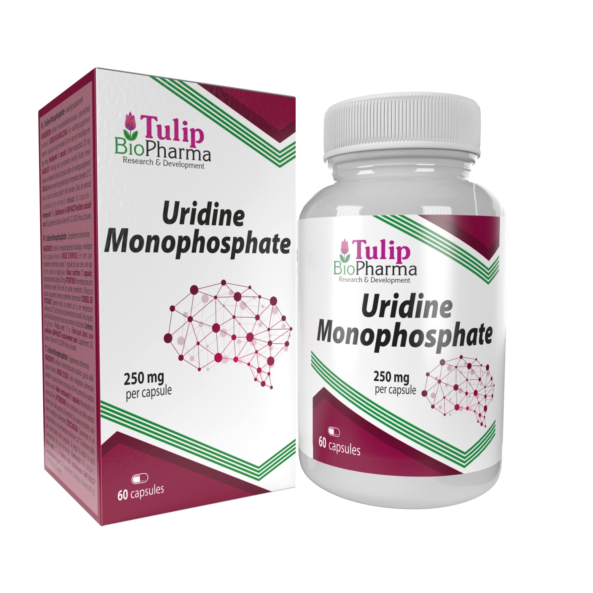 Uridine Monophosphate 250mg 60 Capsules, 3rd Party Lab Tested, High Strength
