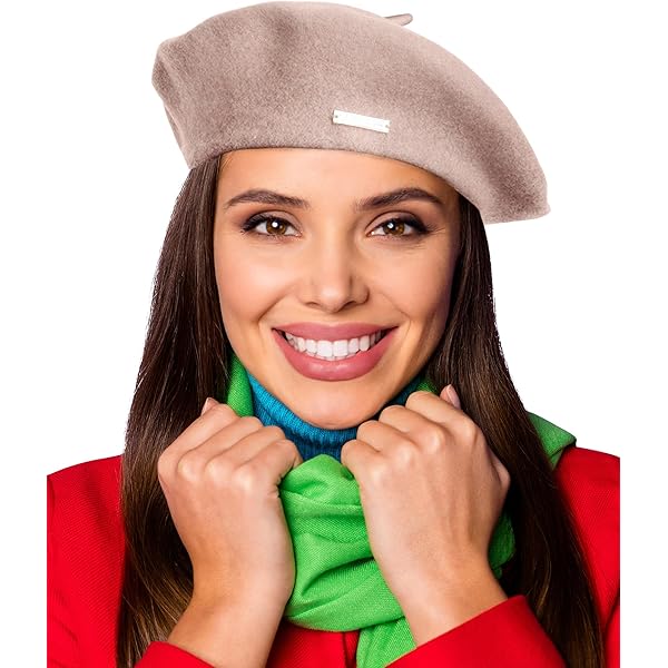 1959 Solid Ribbed Beret Hat W/multi Colored Studs For Women, Adjustable Chic Amazon.com: Wool Berets for Women - Classic French Beret  main image 4