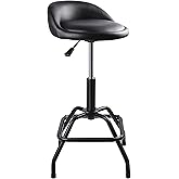 Garage Shop Stool, Height Adjustable Work Stool, Swivel Bar Stool (Black) | Counter Height Barstool for Garage, Shop, Kitchen, Bar | 25-31'' Height, Foam-Padded 360&deg; Swivel Seat, 330lbs Weight Capacity