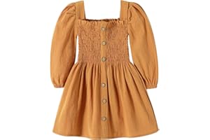 Happy Town Toddler Girl Dress Long Sleeve Play Wear Dress Baby Solid Color Casual Fall Winter Clothes