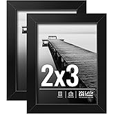 LaVie Home 2x3 Picture Frame 2 pack, Display Pictures 2 x 3 Photo Frame, 2x3 Black Frame with HD Plexiglas, Display Frame for Vertical or Horizontal, Classic Collection