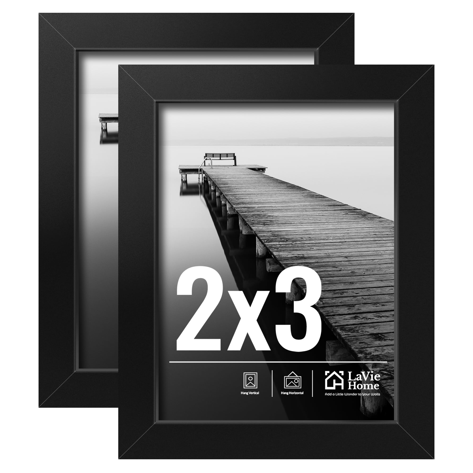 Photo 1 of ***ONE FRAME ONLY**
LaVie Home 2x3 Picture Frame 2 pack, Display Pictures 2 x 3 Photo Frame, 2x3 Black Frame with HD Plexiglas, Display Frame for Vertical or Horizontal, Classic Collection
