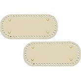 MECCANIXITY 2Pcs Crochet Bag Bottom, 3.9"x8.7" Oval Purse Bottom Leather Bag Bottom Shaper Pad with Holes Knitting Crochet Bag Cushion Base for DIY Handbag Purse Making Supplies, White