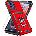 SunStory Phone Case for Motorola Moto G Play 2024 Case with HD Screen Protector & Slide Camera Cover & Kickstand, Moto G Play 4G 2024 [Military-Grade] Phone Case for Moto G Play 2024 (Red)