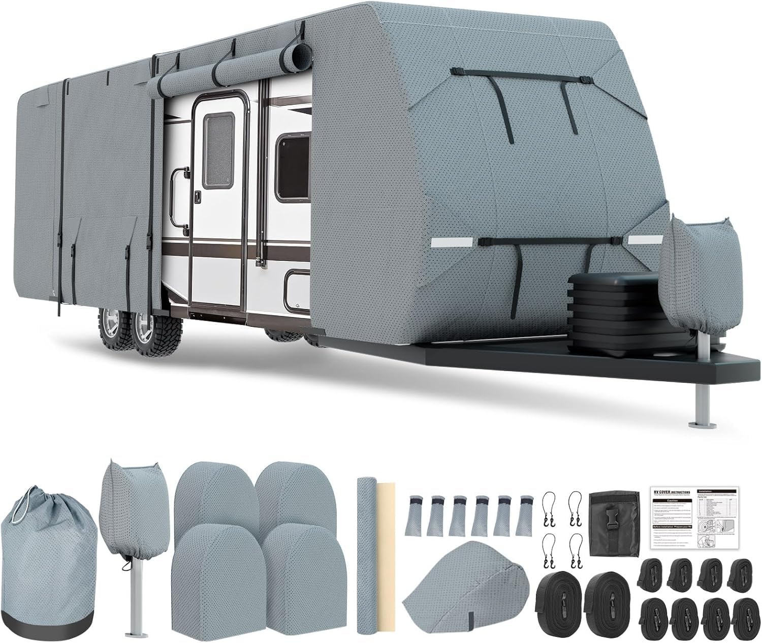 DenForste RV Cover 27-30ft, Heavy Duty Extra-Thick 8 Layers Anti-UV ...