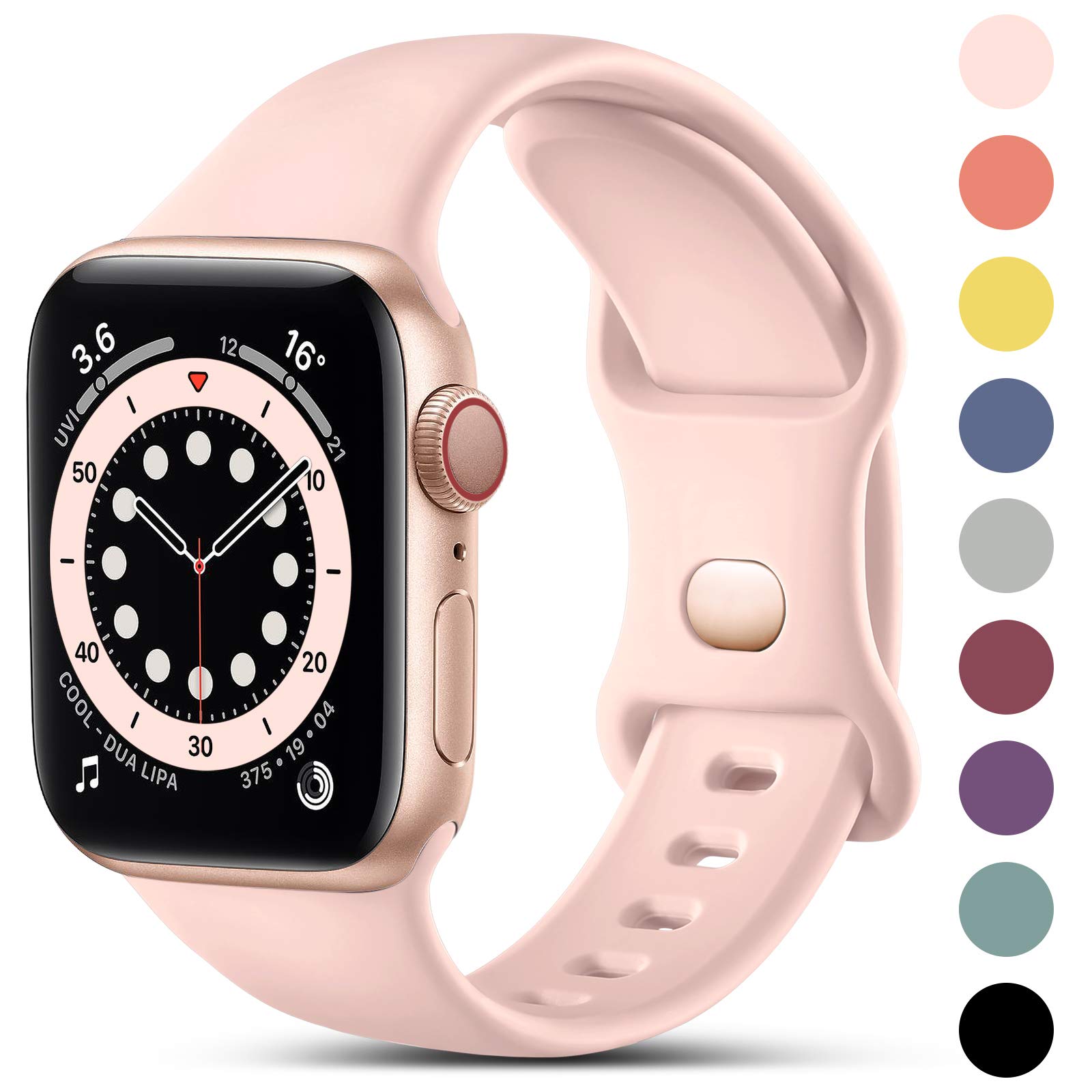 CeMiKa Compatible with Apple Watch Strap 38mm 40mm 41mm 42mm, Silicone Sport Band Replacement Straps Compatible with Apple Watch Series 11 10 9 8 7 6 5 4 3 2 1 SE SE3/iwatch Strap, Sand Pink