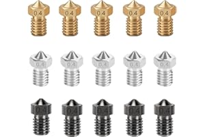 LANKEGU 15PCS Nozzles Kit for Anycubic Koba, 3D Printer Parts 5PCS Hardened Steel + 5PCS Stainless Steel + 5PCS Brass 0.4mm Nozzles Kit for Mega S, Mega X, Kobra Neo, Kobra Go