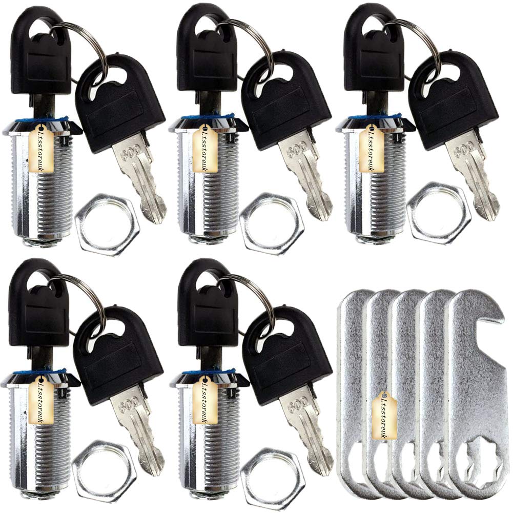 Ltsstoreuk 5Pack Security Mailbox Lock Cabinet Drawer Cupboard Cam Lock 25Mm with 10 Keys, Each Lock with Same Key