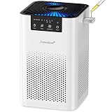 AromaRoom Air Purifiers for Bedroom with 3-in-1 HEPA Filter, Air Purifiers for Home Pet Pee Smell with Aromatherapy, Quiet 360° Airflow Air Cleaner for Office, Dorm, Apartment, Kitchen, AP102 White
