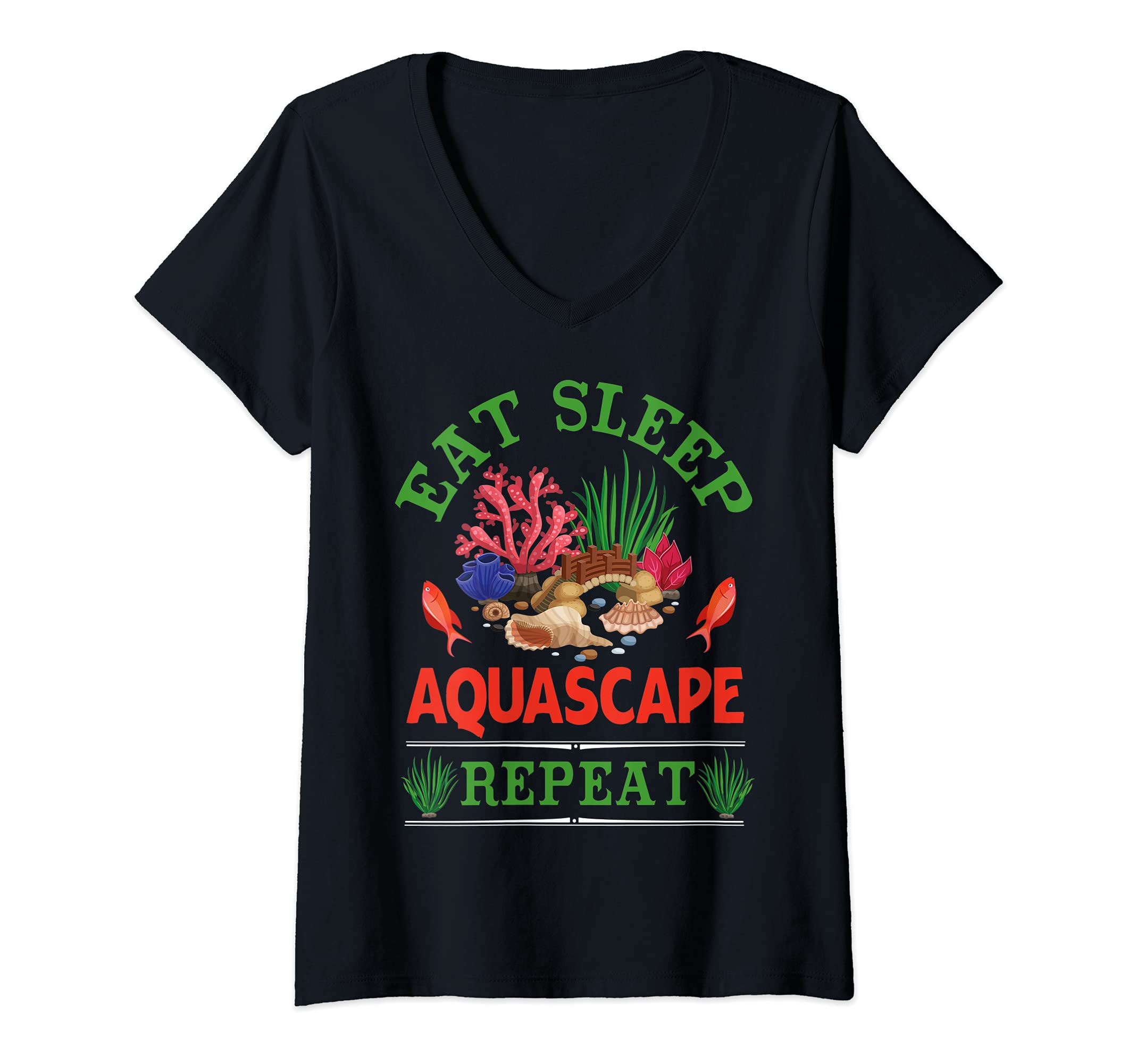 Womens Aquascaping Aquarium Aquascaper V-Neck T-Shirt