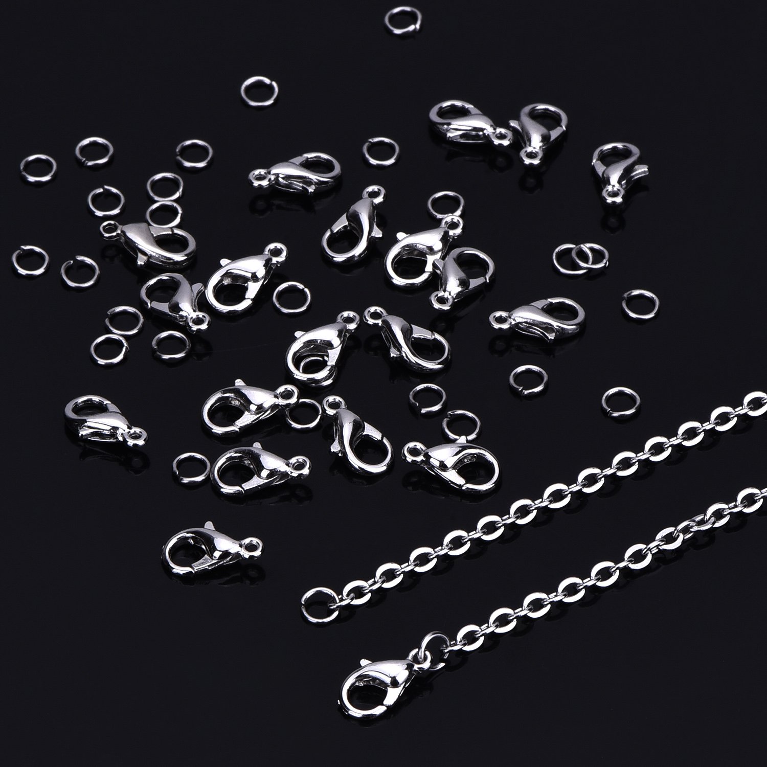 Outus 33 Feet Necklace Chains Stainless Steel DIY Link Chain Necklaces with 20 Lobster Clasps and 30 Jump Rings for Jewelry Making (1.5 mm Wide)