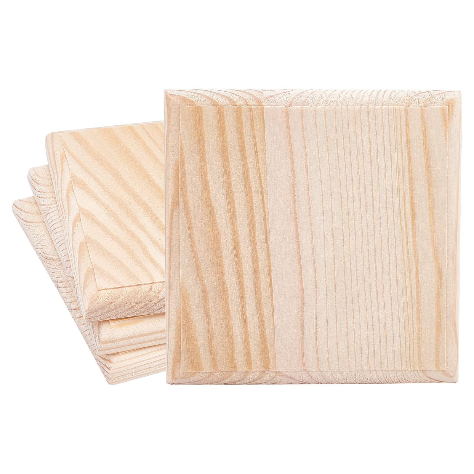 OLYCRAFT 4pcs 4.7" Squares Wooden Plaques Unfinished Wooden Base Natural Pine Wood Plaque Wood Squares for DIY Craft Projects Engraving Carving Home Decorations