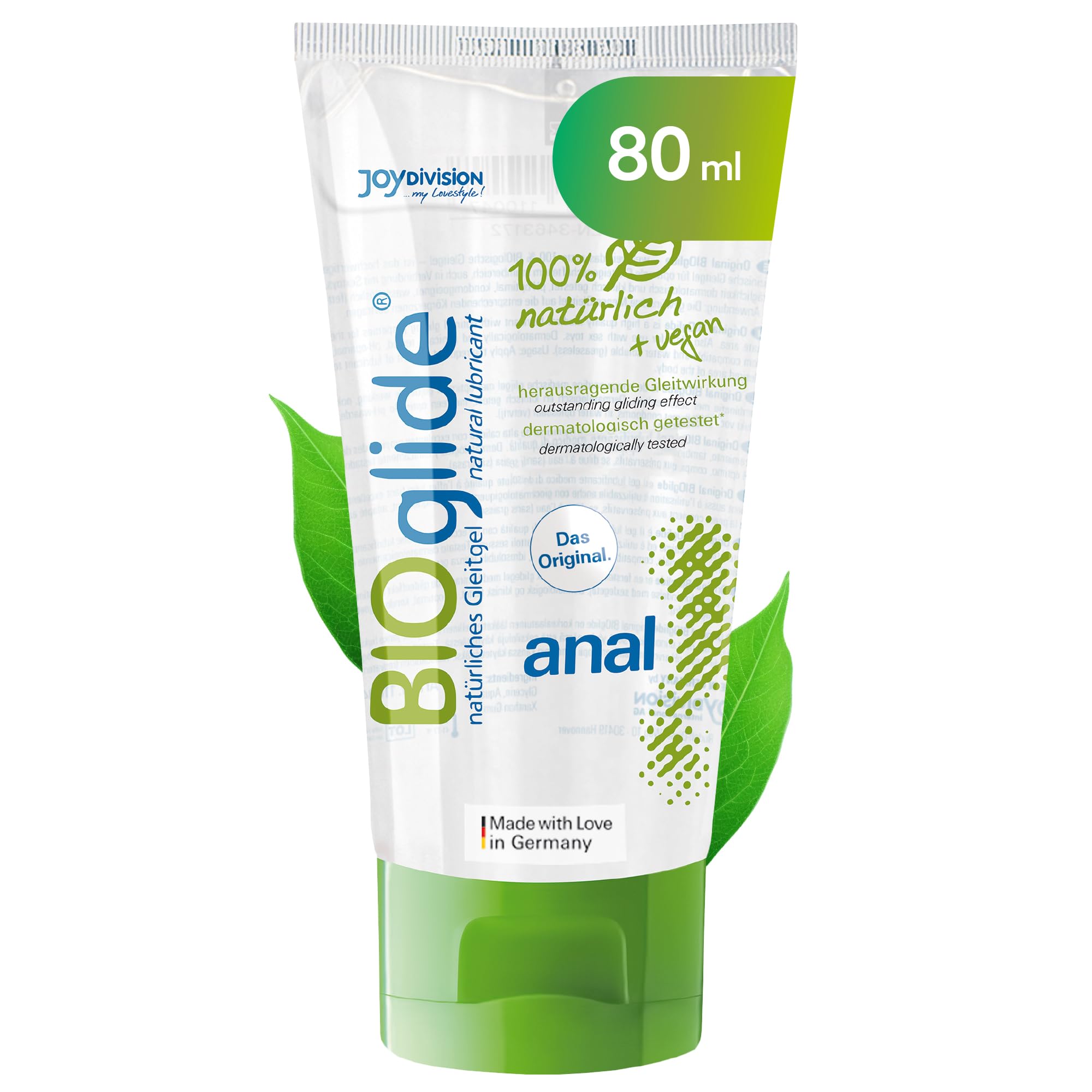 JOYDIVISION Original BIOglide Anal Lubricant 80ml | 100% Natural & Vegan | Water-Based Gel | Organic Suitable for Latex Condoms | Water Based Lubrication — image 1