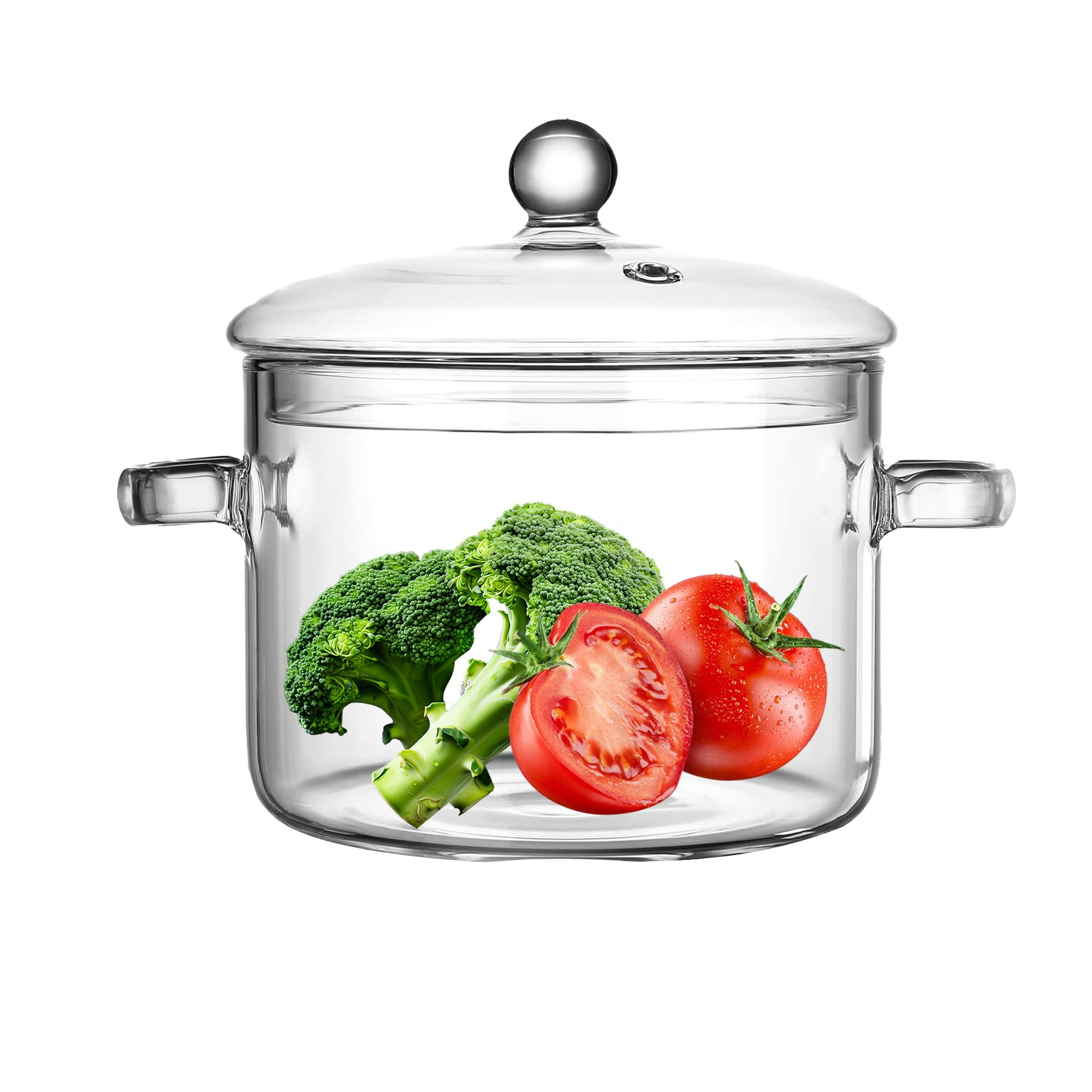 Photo 1 of Clear Glass Safe Borosilicate Pans Simmer Pot for Stove, Potpourri Cooking Saucepan with Cover