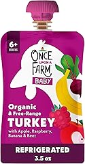 Once Upon a Farm Apple, Turkey, Raspberry, Banana Organic Baby Food Pouch, 3.5oz