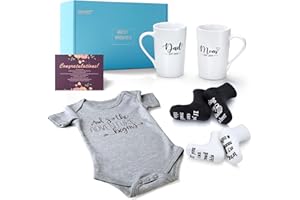 MIYYET Pregnancy Gifts for First Time Moms, New Mom Gifts After Birth, EST 2025 Newborn Baby Gifts for Boys and Girls Including Mom&Dad Mugs, Top Baby Shower and Gender Reveal Gifts, Expecting Parents Gifts