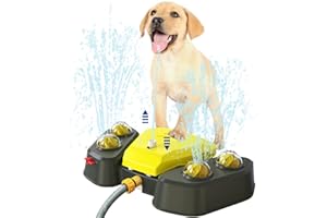 MDEHOPET Upgrade Dog Sprinkler, Outdoor Dog Water Sprinkler, Easy Activated Summer Dog Water Toy Automatic Water Fountain, Step On Paw Activated Dog Water Dispenser for Medium/Large Dogs ﻿