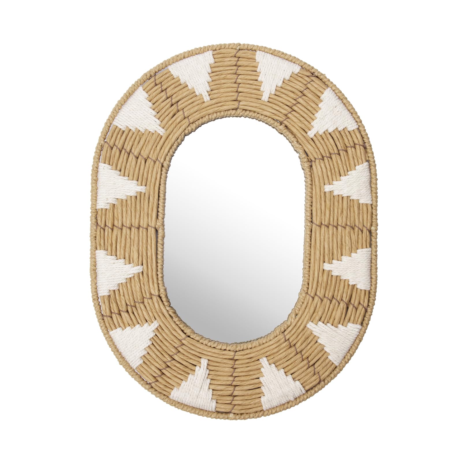 Photo 1 of Briful Bohomain Wall Mirror Oval Decorative Mirror Seagrass Wall-Mounted Mirror Farmhouse Home Décor, Hanging Wall Art for Living Room Bedroom Dining Room, Size-16.54''x12.6''