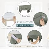 PONY DANCE Portable Door Curtain for French Door Sage Green 30x80 in view 2