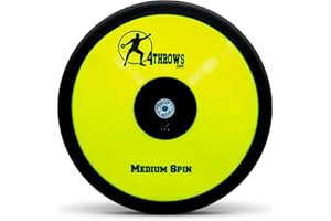 4THROWS ATE Medium Spin Competition Discus for Track & Field, High School, College, Men & Women — 75% Rim Weight, IAAF World Athletics Certified with Free Carry Bag, Neon Yellow and Black